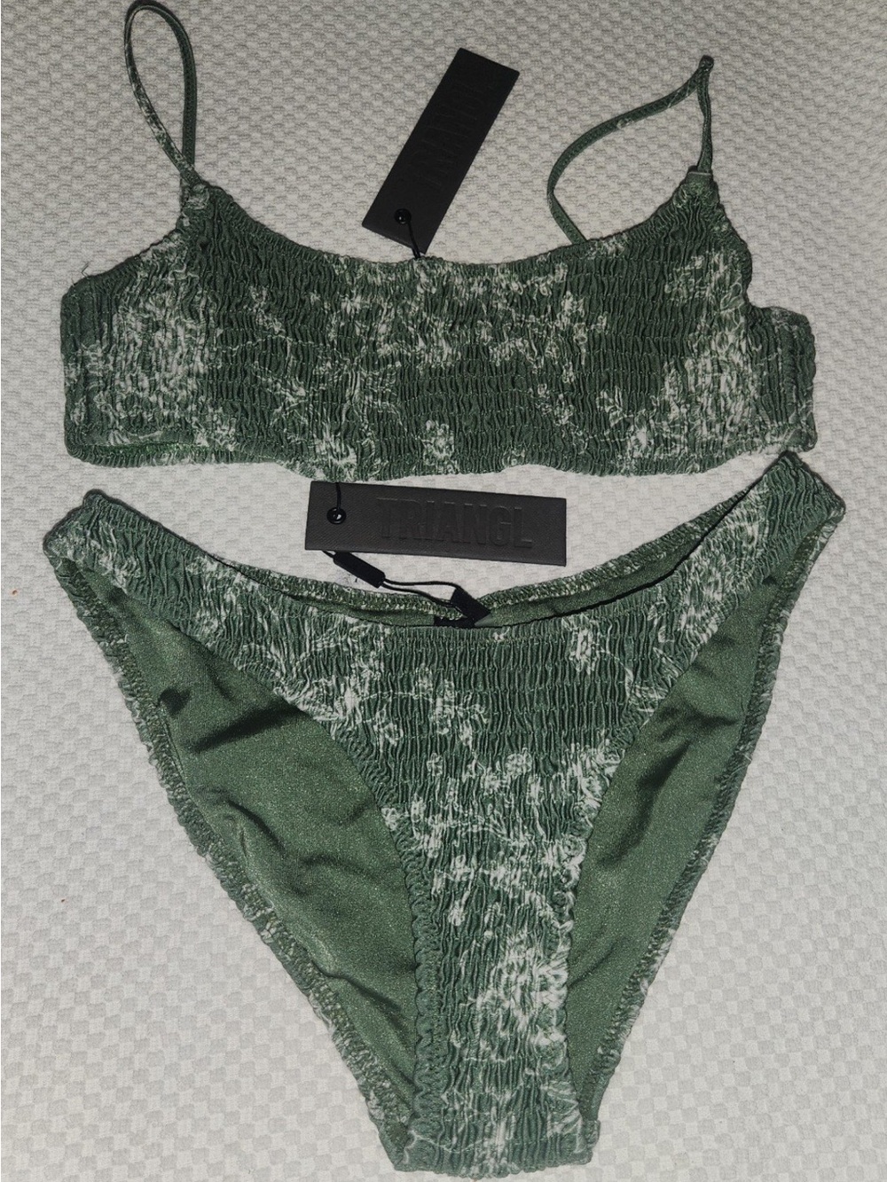 NWT Triangl Olive Green Smocked Bikini Set